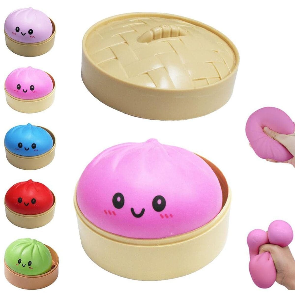 Dumpling Squishies Toy, Giant Glitter Dumpling, Colorful Stress Balls Fidget Sensory Toy (Pink)