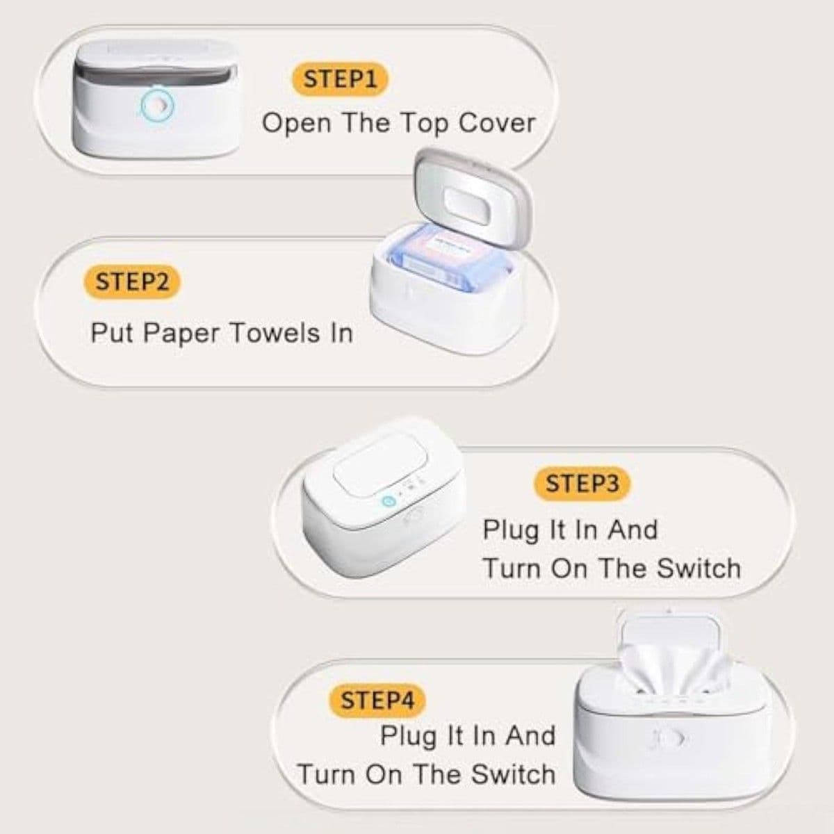 Wipe Warmer, 3-Gear Smart Temperature Control, Large Capacity Wet Wipes Dispenser, LED Light