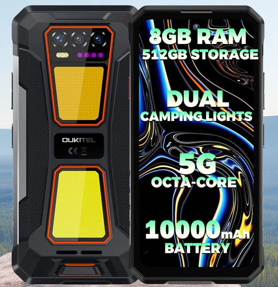 OUKITEL WP58 Pro 5G Rugged | 8GB + 512GB | Dual Camping Light | 10000mAh Battery - Oukitel