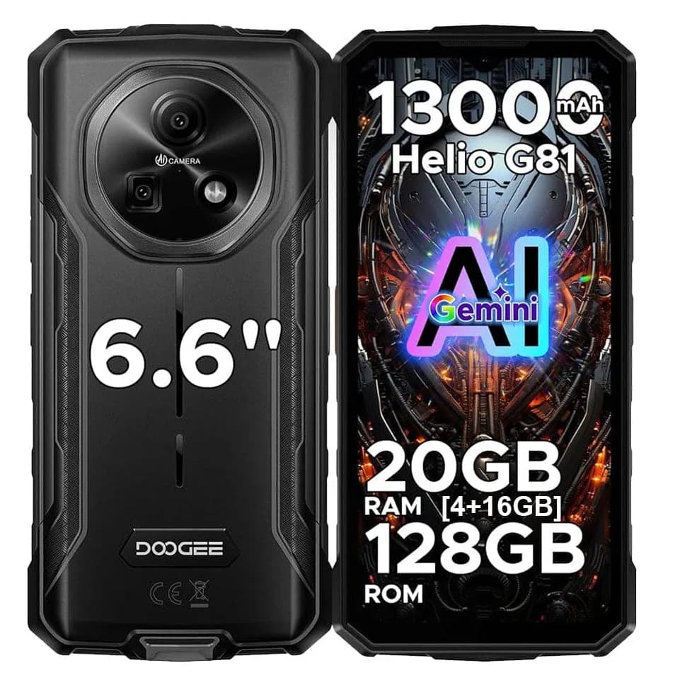 Doogee Fire 5 Pro Rugged Phone | 13000mAh Battery | 4GB RAM + 128GB | 6.6’’ Display - Doogee