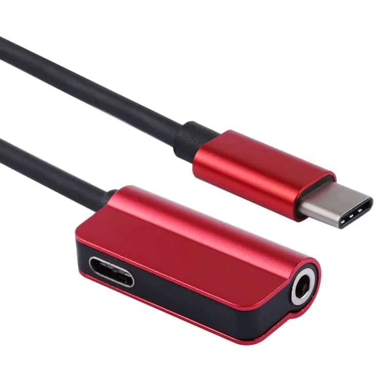 Type-C to 3.5mm Audio Adapter and Charging Cable - Red NOCO