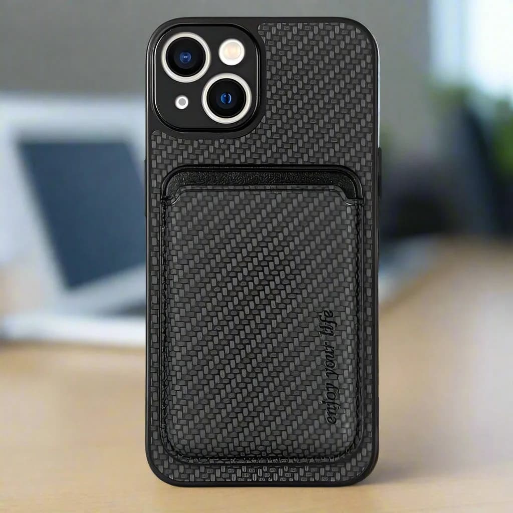 Apple iPhone 13 Carbon Magsafe Cover with Removable Card Wallet - Black - Noco