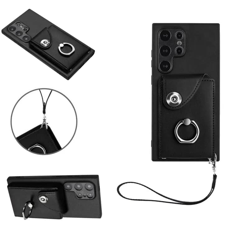 Samsung Galaxy S24 Ultra 8 Card Rear Wallet Cover with Ring/Stand - Black - Cover Noco