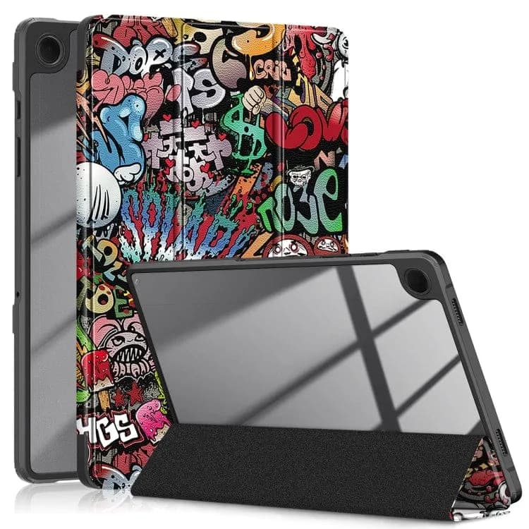 Samsung Galaxy Tab A9 + Acrylic Patterned Tr-Fold Flip Cover and Tablet Stand - Graffiti - Noco