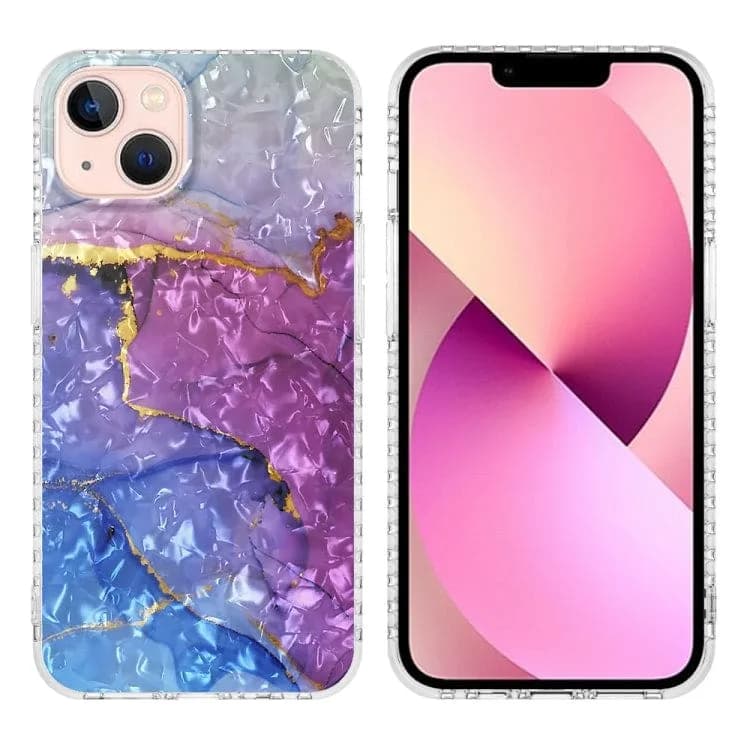 Apple iPhone 13 K16 Patterned Clear Protective Cover Cushioned Corner Protection - Blue Marble - Cover Noco