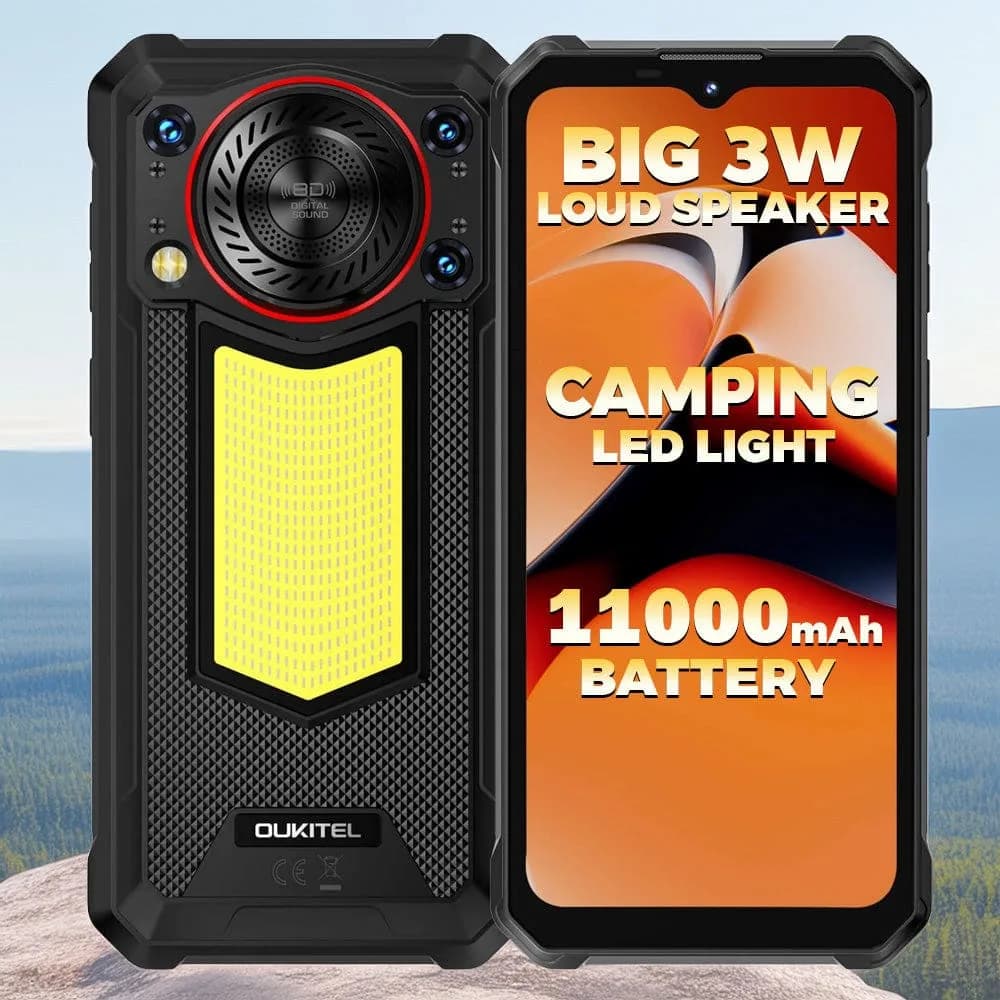 OUKITEL WP53 S 4G Rugged | 128dB Speaker | Camping Light | 11000mAh Battery | 4GB + 128GB - Oukitel