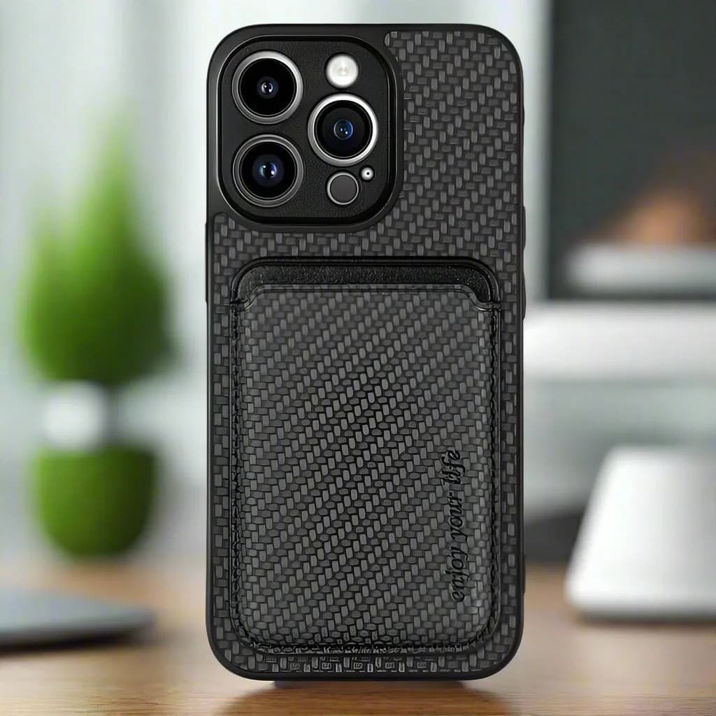 Apple iPhone 14 Pro Max Carbon Magsafe Cover with Removable Card Wallet - Black - Noco