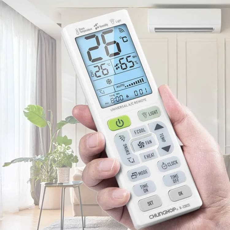 K3302E Universal Air Conditioner Remote | AC Control Temp/Humidity Display Flashlight & Backlight - NOCO
