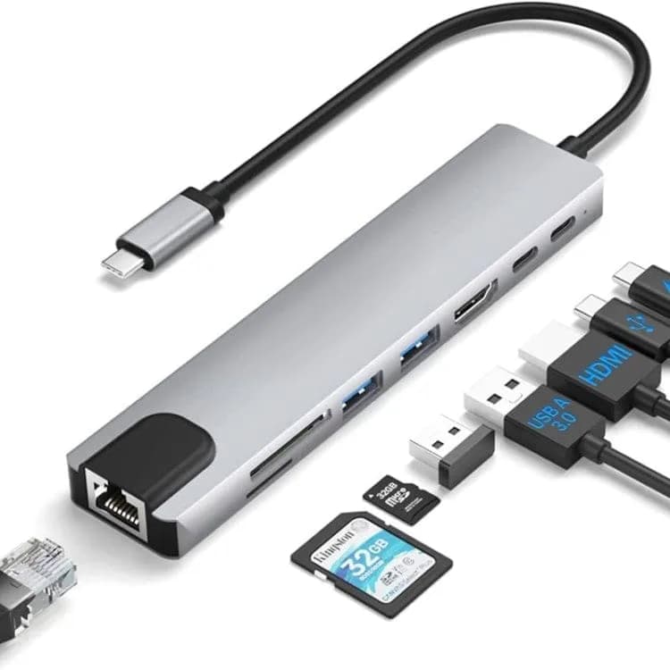 ST81 8 Port USB Type C Hub Dock USB3.0 Type C Charge HDMI DP Alt Ethernet Card Reader Noco