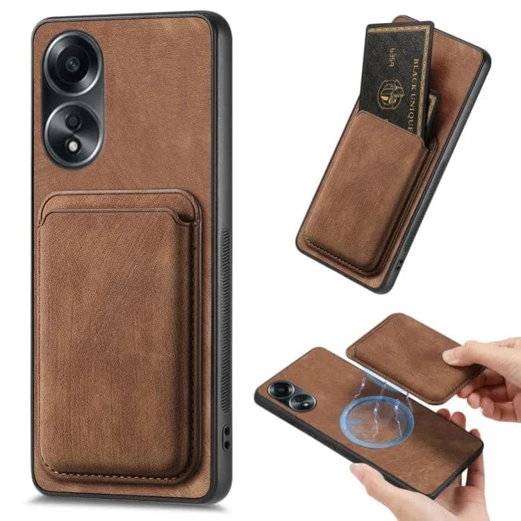 Oppo A58 5G / A78 Smooth Leather Magsafe Cover with Removable Card Wallet - Brown Noco