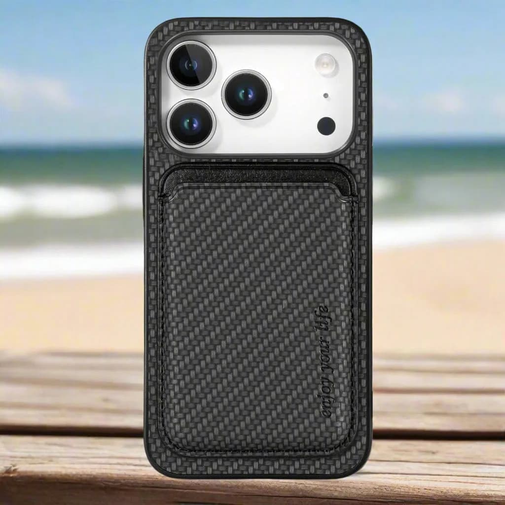 Apple iPhone 17 Pro Carbon Magsafe Cover with Removable Card Wallet - Black - Noco
