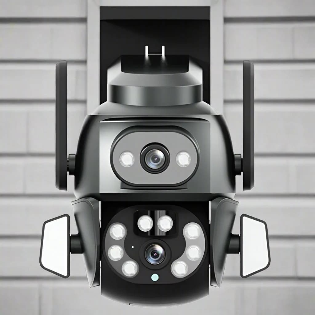 Q821 Dual Camera Wi-Fi PTZ Auto Lock/Track Security Camera with LED lights IR Nightvision Siren - Noco
