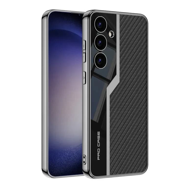 Samsung Galaxy S24 + 5G GKK Rigid Leather Electroplated Cover - Carbon