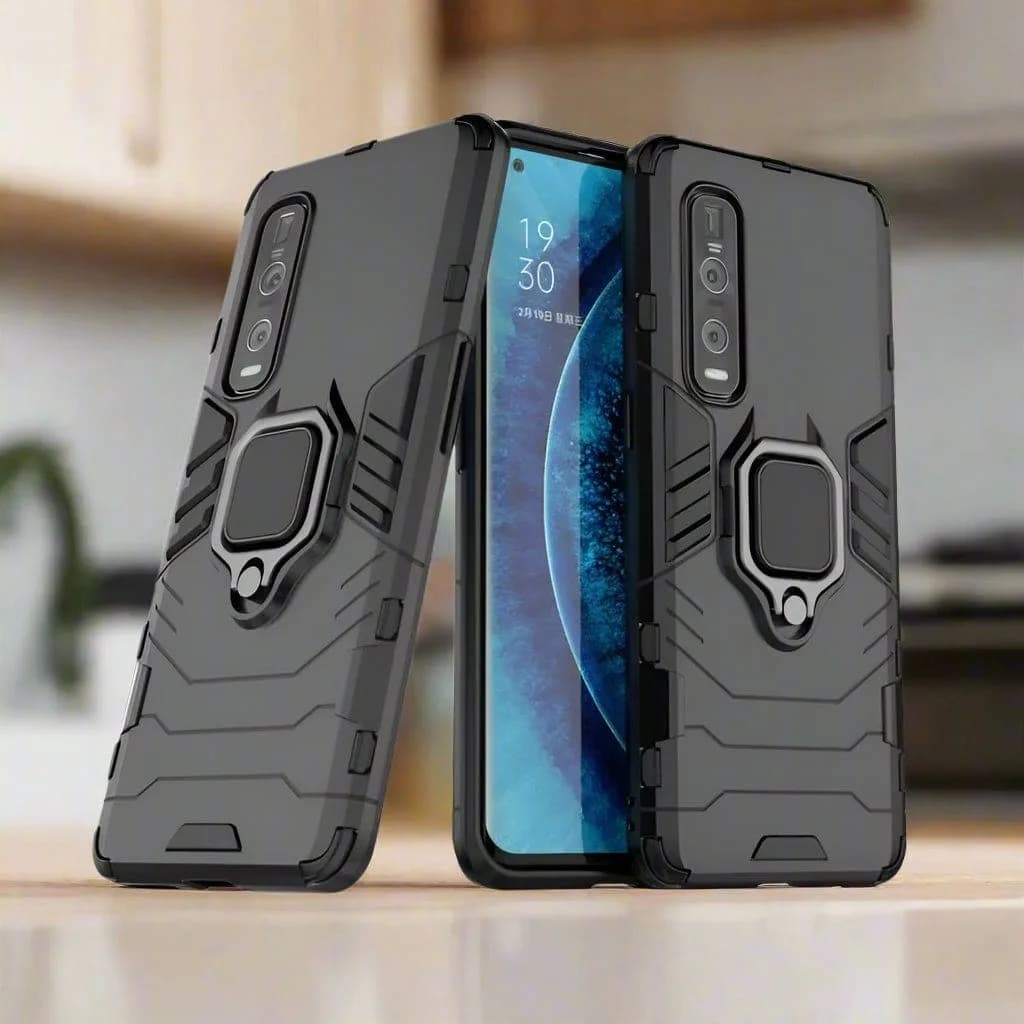 Oppo Find X2 Pro Shockproof Rugged Protective Case with Ring Holder - Black - Noco