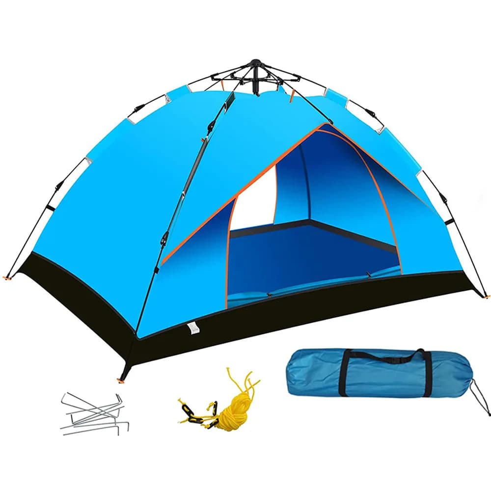 Pop up tent with open doors