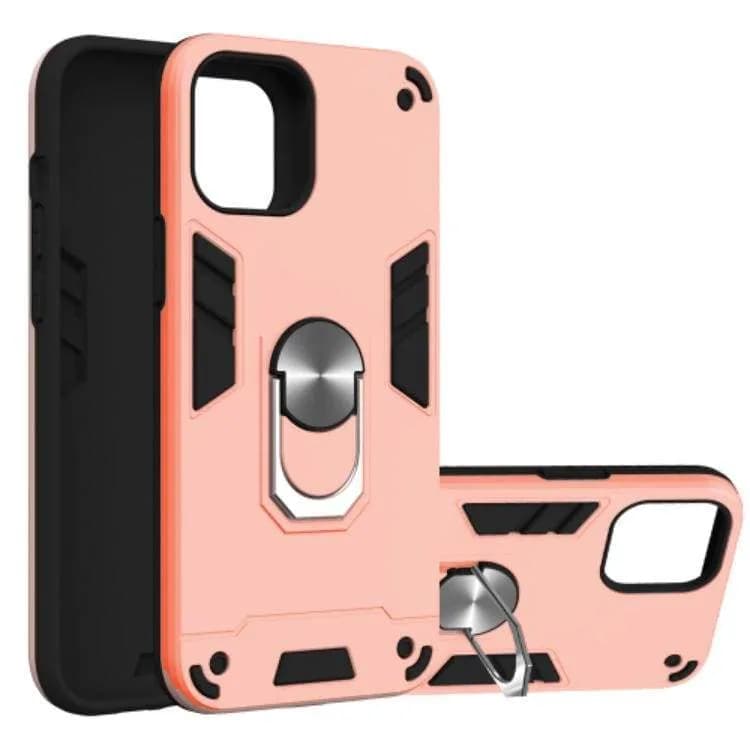 Shockproof Protective Case with Metal Ring/Stand for Apple iPhone 12 Pro Max - Rose Pink - acc Noco
