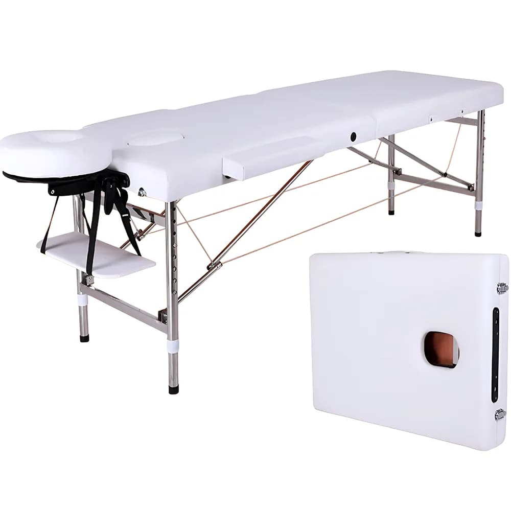 Folded massage table in case