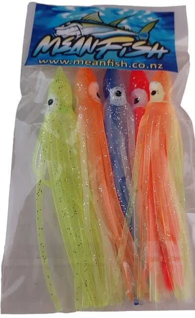 Soft Squid Skirts -10cm Multi Coloured Lumo - Pack of 5