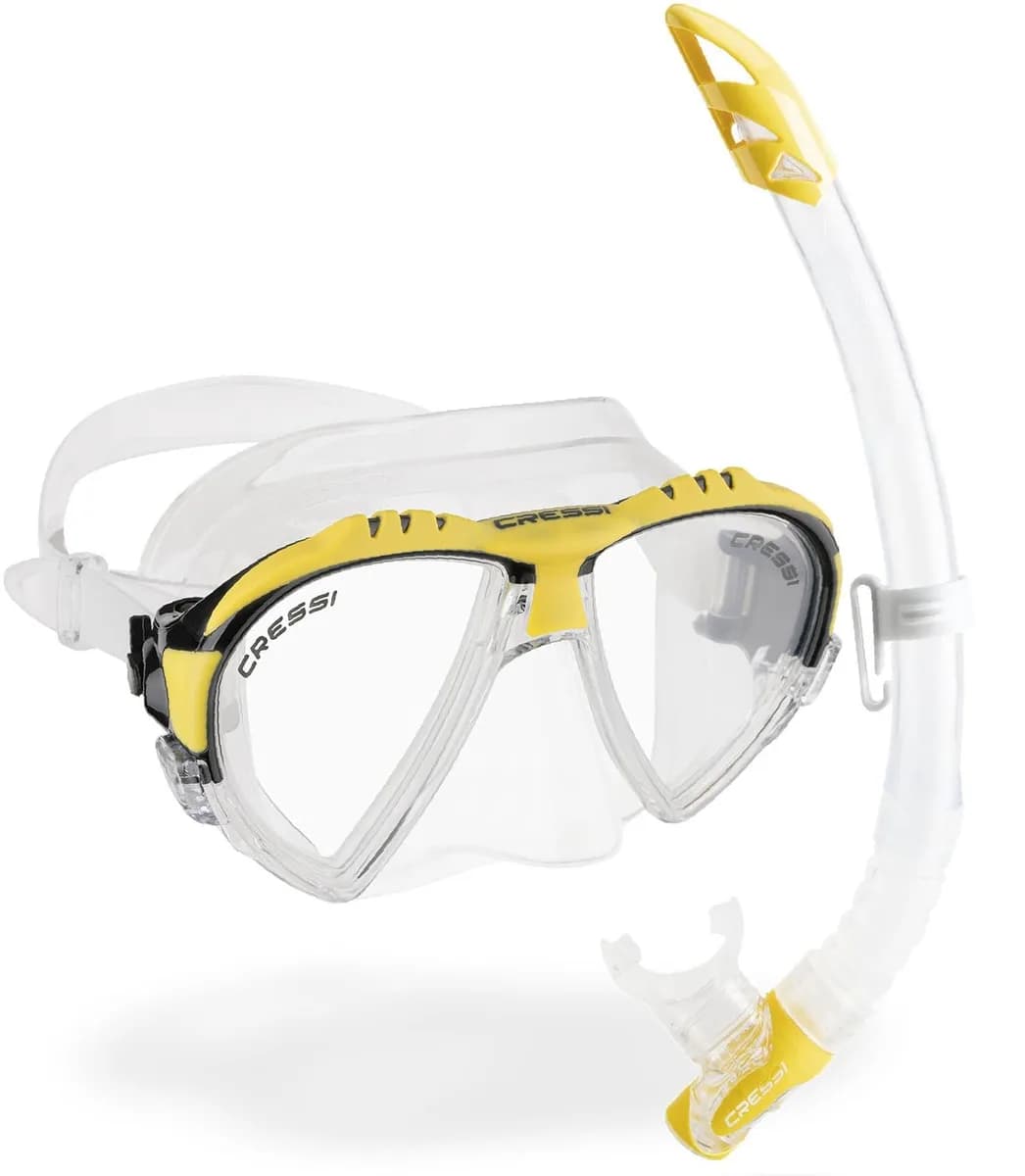 Cressi Adult Matrix & Gamma Mask & Snorkel Set – Clear/Yellow