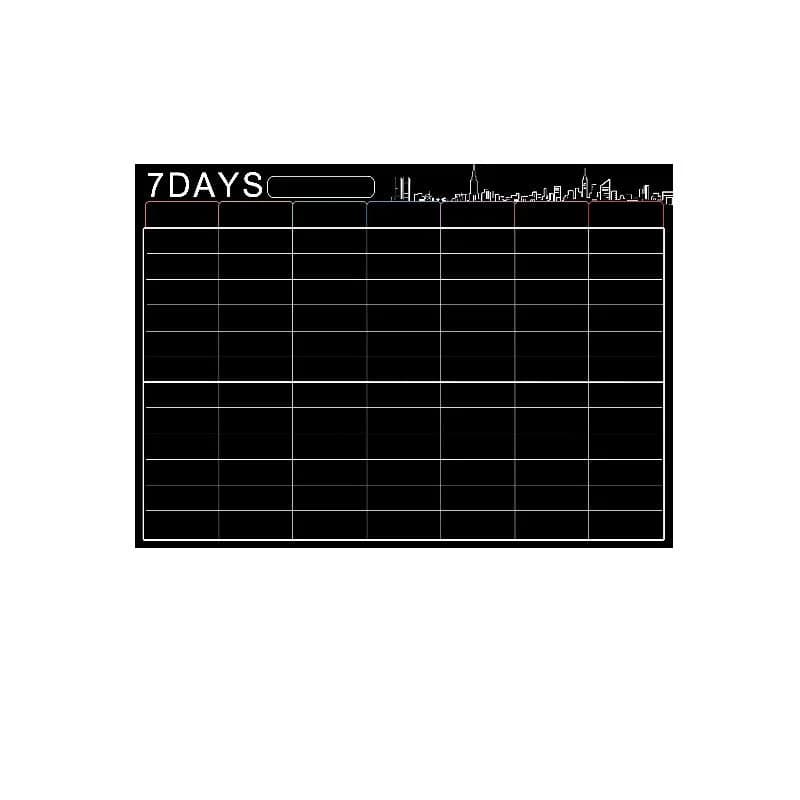 Magnetic Dry Erase 7 Days Board for Fridge-Black