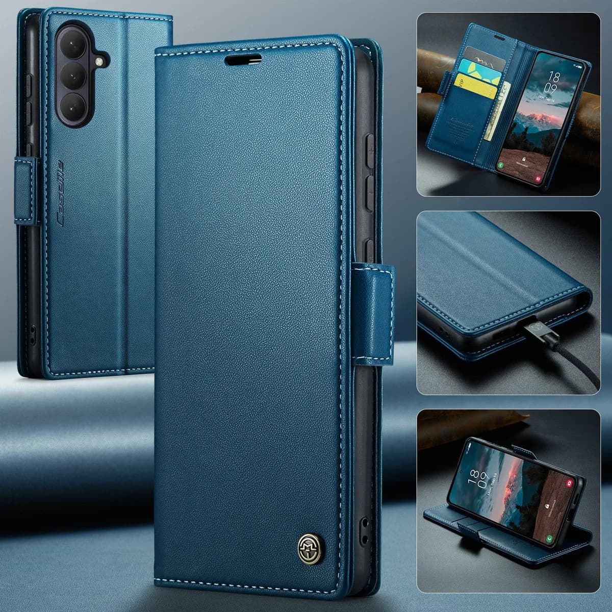 Samsung Galaxy A57 5G CaseMe 023 Samsung A57 5G RFID Shielded Wallet - Blue - Noco