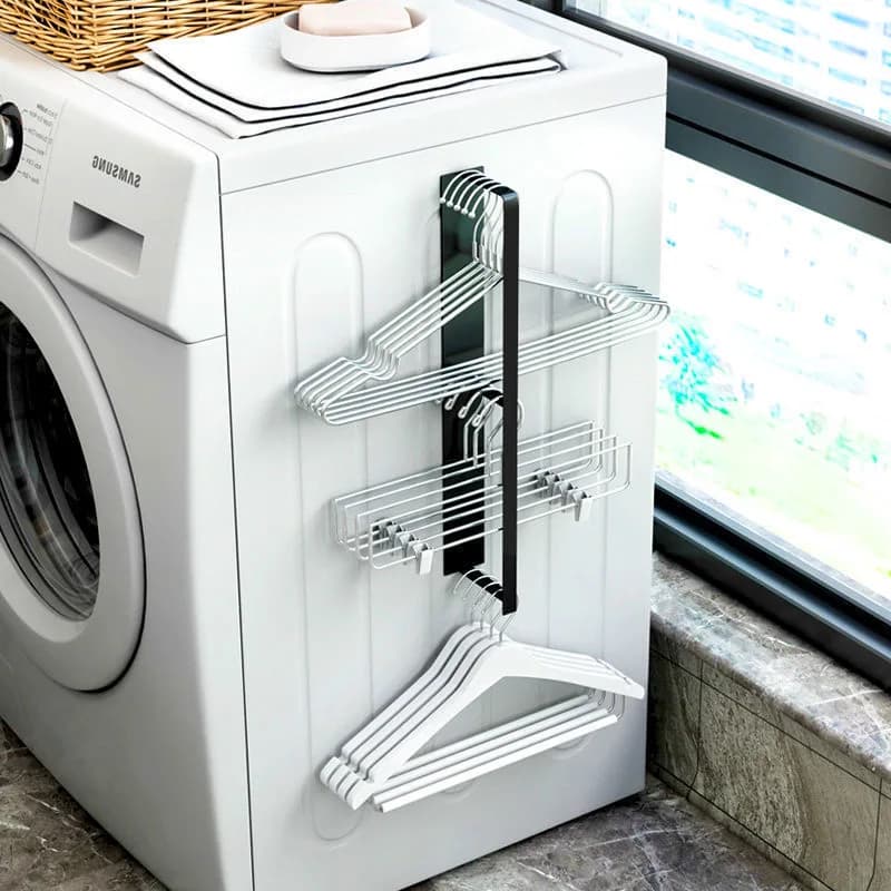 Magnetic Washing Machine Hanging Shelf Rack-Black