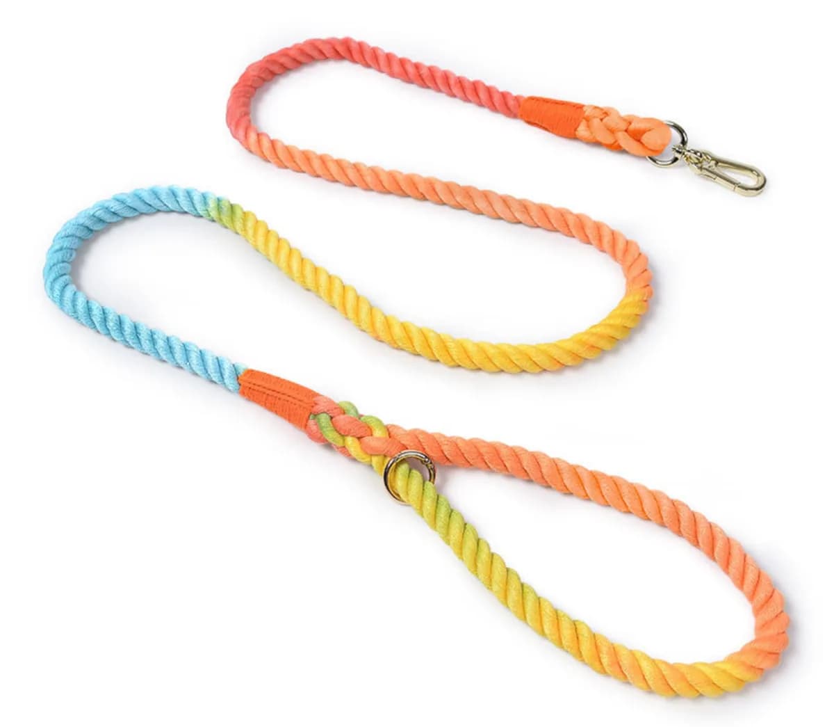 150CM Soft Braided Colourful Dog Leash-Rainbow