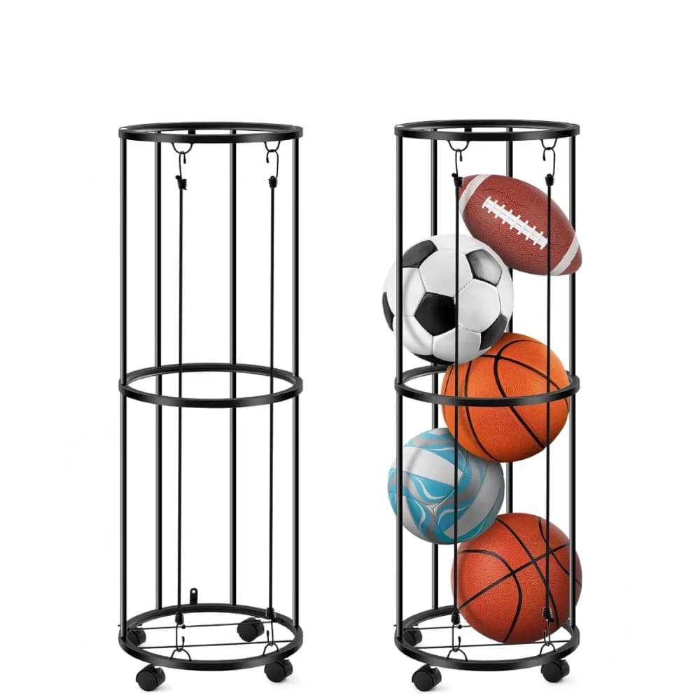 Ball Storage Rack _ Steel Vertical Organizer