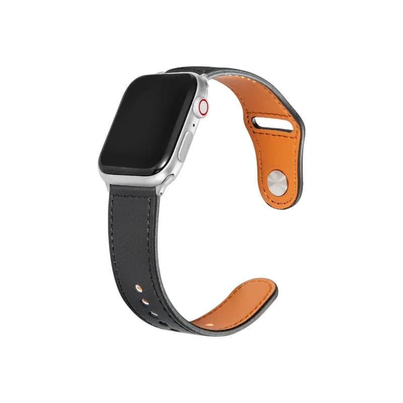 Top Grain Leather Bands Compatible With Apple Watch Band for 38MM 40MM 41MM-Black