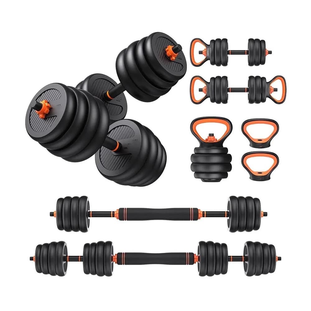 Adjustable dumbbells with weight plates