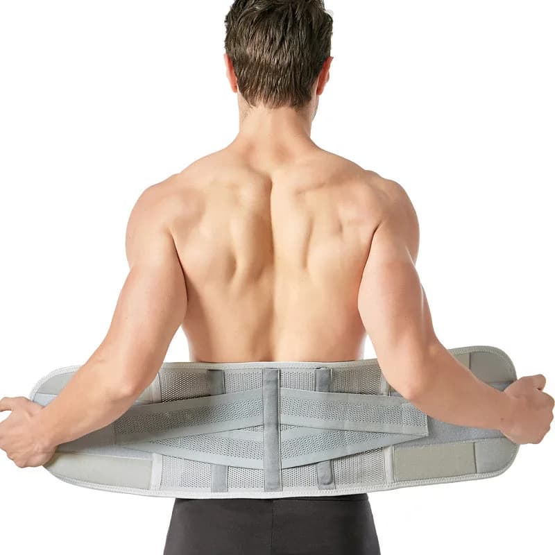 Adjustable Breathable Lumbar Back Brace Gray-XL