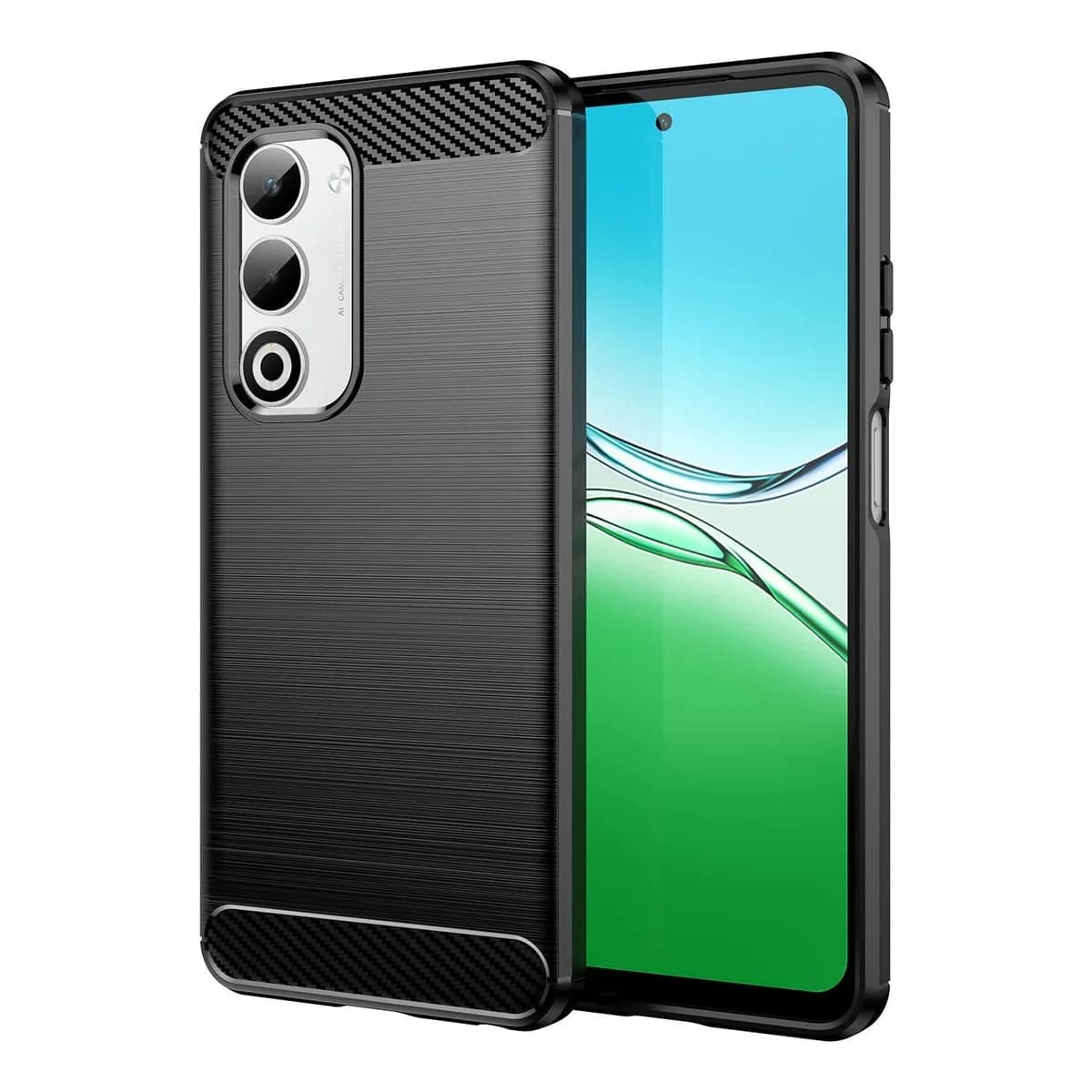 Oppo A5 4G / 5G Carbon Brushed Texture Phone Cover Black Noco