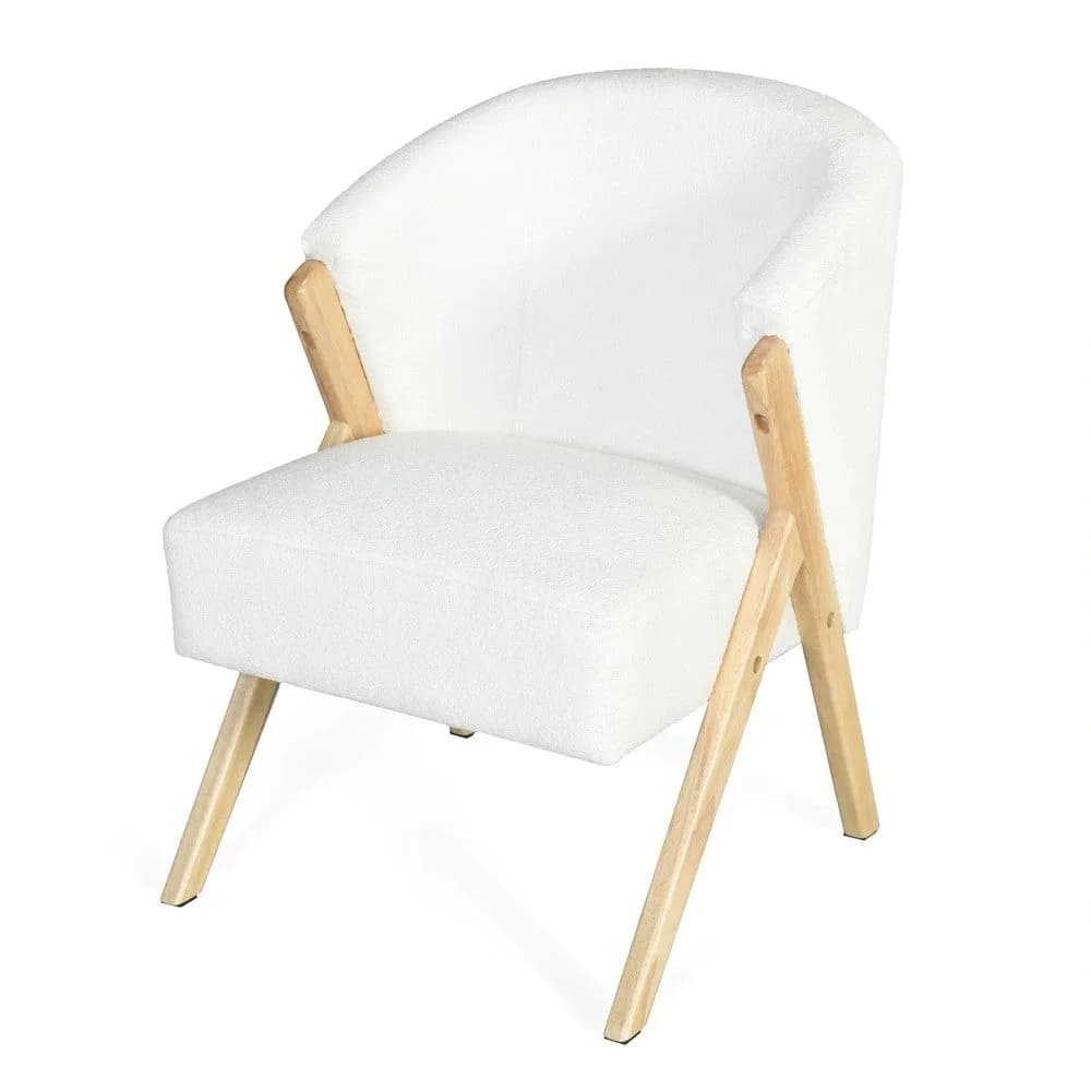 Fleece Accent Chair with Wood Legs