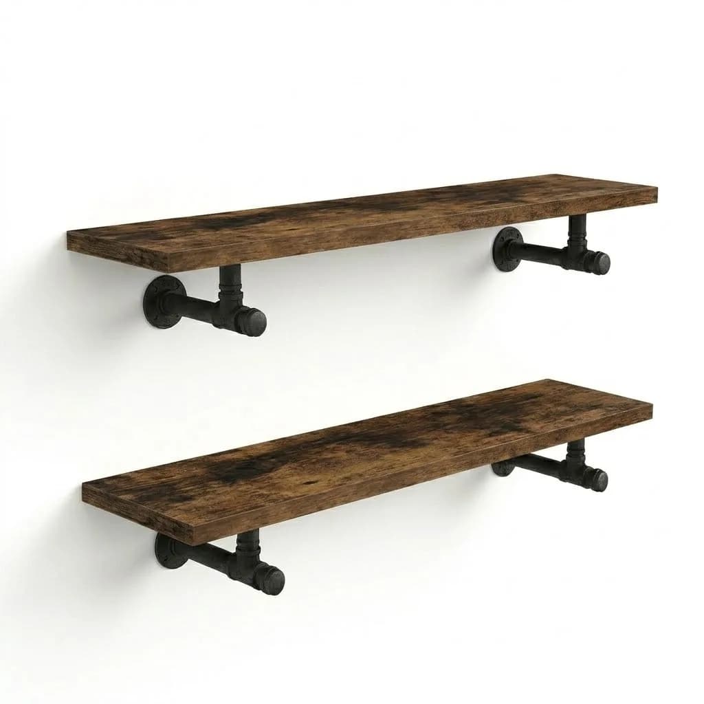 2 Pack Industrial Pipe Floating Shelves - 60CM