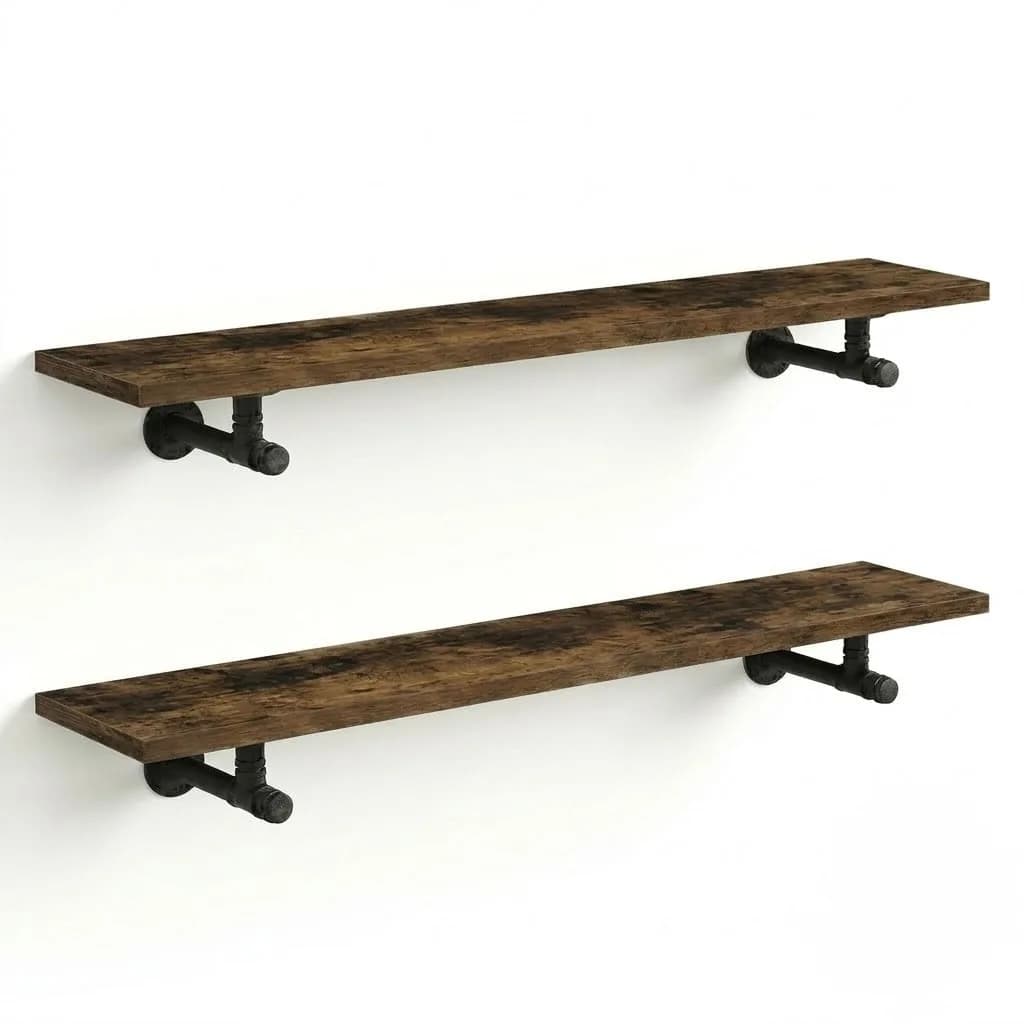 2 Pack Industrial Pipe Floating Shelves - 100CM