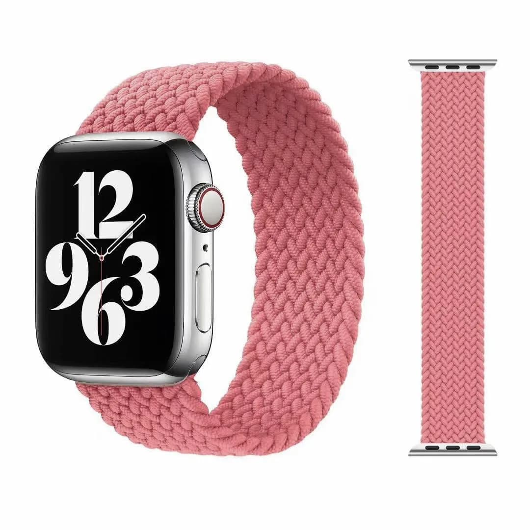 Solo Loop Bands Compatible With Apple Watch Band for 42MM 44MM 45MM L-Pink