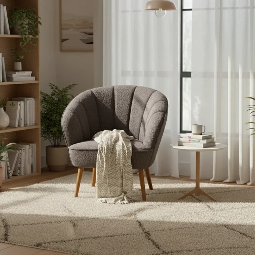 Gemma Boucle Casual Armchair - Coffee