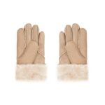 Leather Fluffy Sheepskin Wool Stitching Gloves