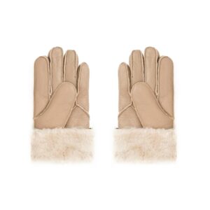 Leather Fluffy Sheepskin Wool Stitching Gloves - Huakoa