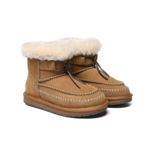 UGG Boots Women Sheepskin Wool Ankle Woven Mini Stormy - Huakoa