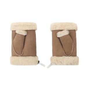 Fluffy Fingerless Sheepskin Wool Mittens - Huakoa