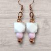 Dangle Earring - White Geometric with Pink