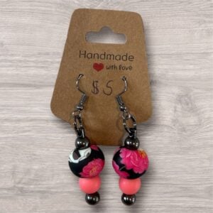 Dangle Earring - Pink Skeleton
