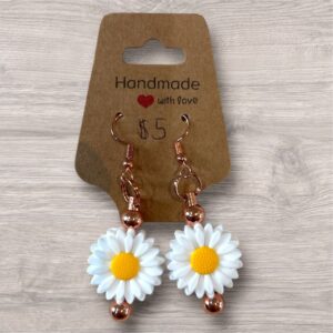 Dangle Earring - White Flower