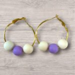 Hoop Earrings - Purple and White (Small Hoops)