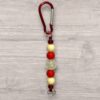 Clip Keyring - Cream and Red with Crystal-Like