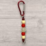 Clip Keyring - Cream and Red with Crystal-Like