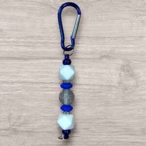 Clip Keyring - Blue and White Geometric