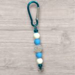 Clip Keyring - Blue and White with Crystal-Like