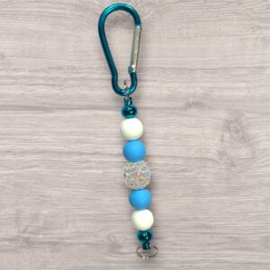 Clip Keyring - Blue and White with Crystal-Like